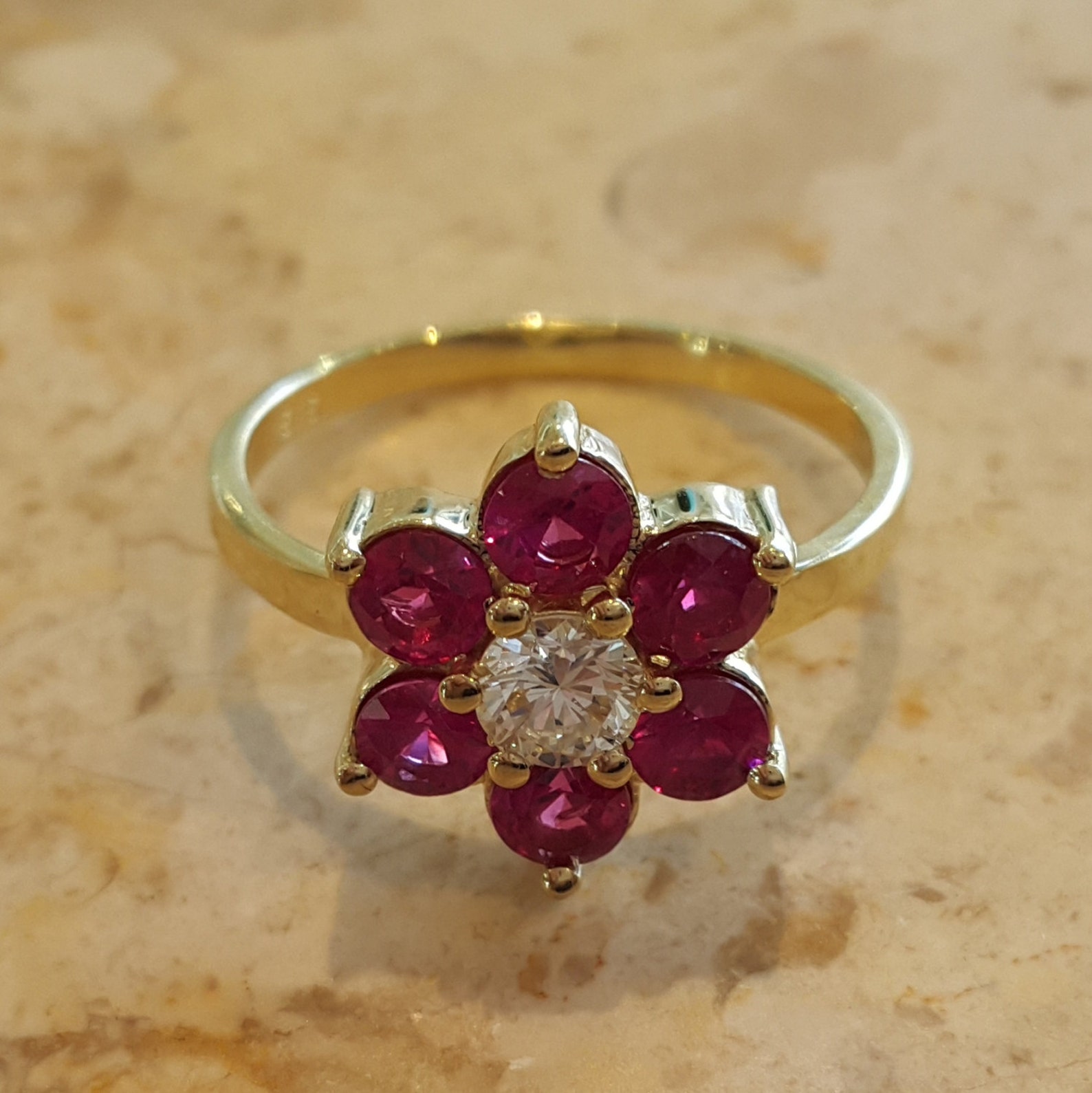 Flower Engagement Ring Ruby Engagement Ring Floral Ring Etsy