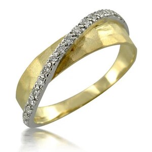 Auf Verkauf Welle gehämmert 14k Gelbgold Diamant Ring Jubiläum Versprechen Statement Geschenk für sie