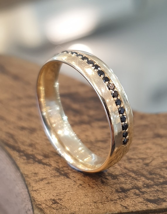 14k White Gold Black Diamond Anniversary Band Ring 14k White Gold Black Diamond Anniversary Band Ring
