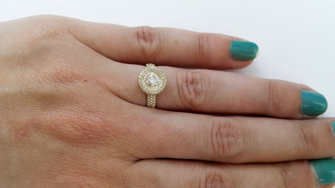 Engagement Ring Halo Setting Ring Unique Engagement Ring Etsy