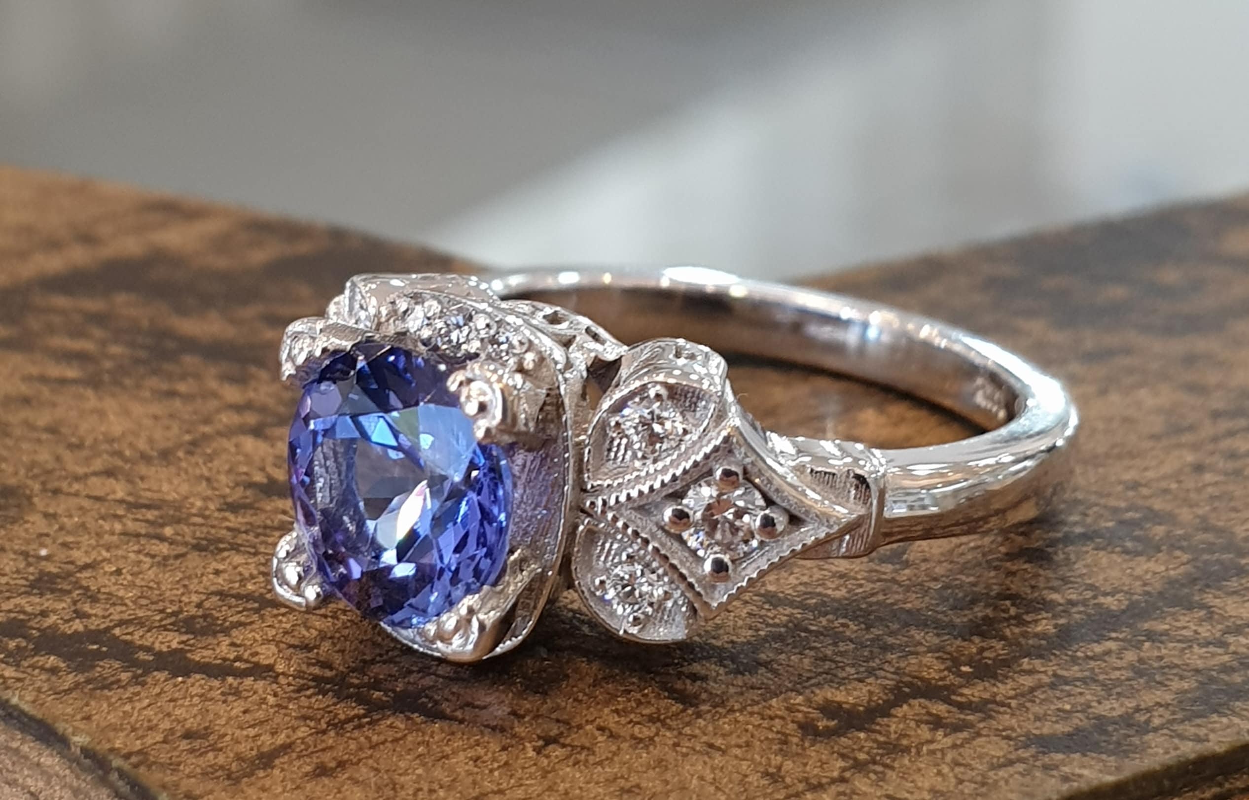 Blue tanzanite engagement rings sale