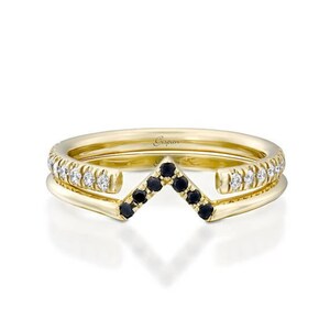 14k Yellow Gold Wedding bands Women Black Diamond Engagement Rings Matching Rings Triangle Ring Eternity Ring Gispandiamonds