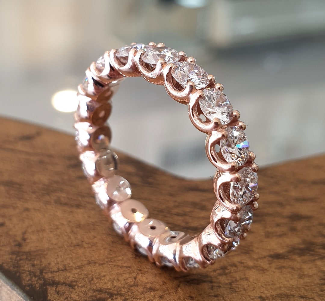 Wedding Band Diamond Eternity Ring 14k Rose Gold Wedding Ring Eternity ...