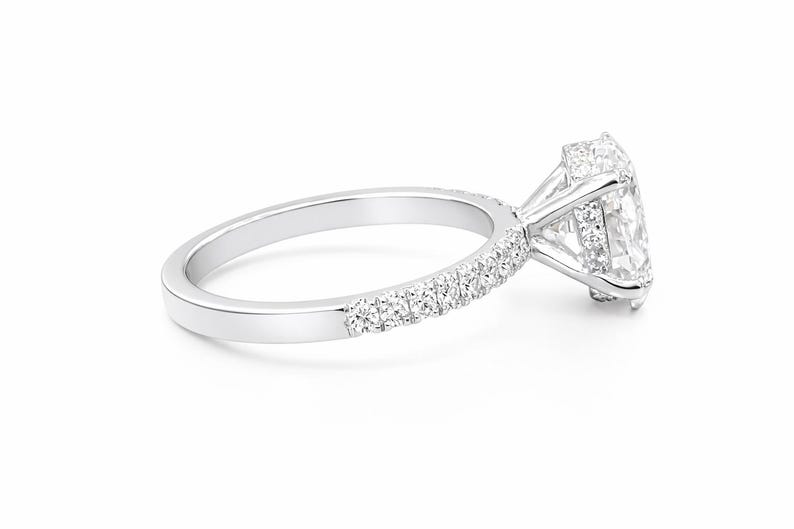Oval Lab Grown Diamond Engagement Ring, 14k White Gold, Diamond Accents image 5