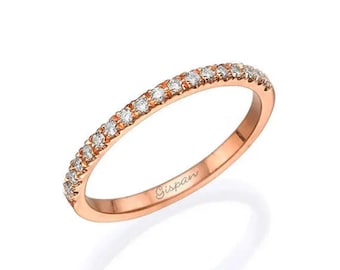 Custom Ring Eternity Wedding Band 14k Rose Gold White Diamonds