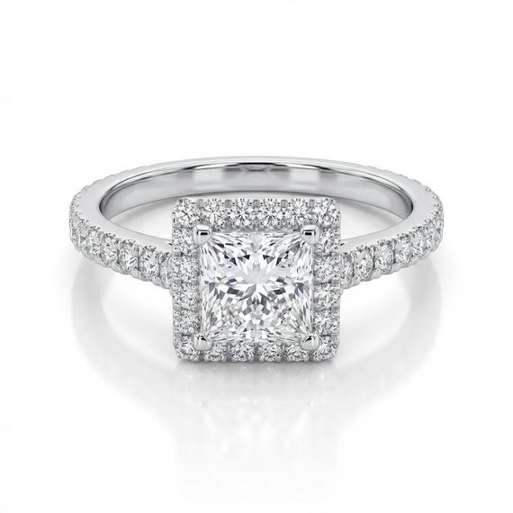 1カラット プリンセスカット ダイヤモンド エンゲージリング：ホワイト