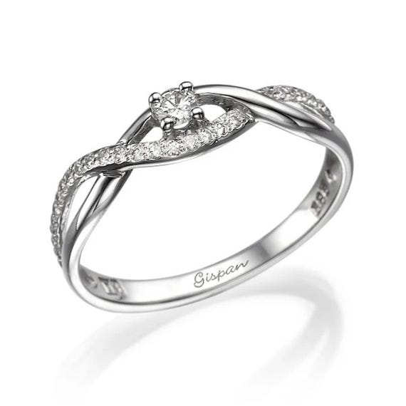 Infinity Engagement Ring, White Gold Ring, forever ring, Love Ring, Diamond Ring, Infinity wedding Ring, Infinity band, Knot Ring, Eternity