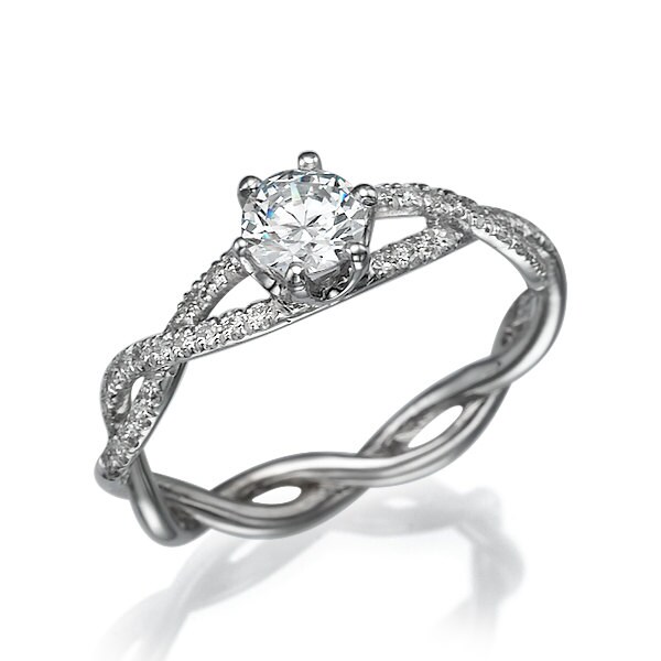 Infinity Engagement Ring Natural Diamonds 14k White Gold for - Etsy