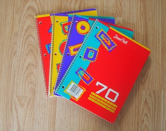 Vintage 80s Stuart Hall Color Block College Rule Spiral Notebooks