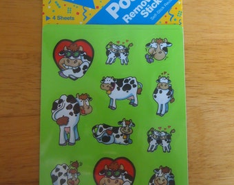 Vintage Post-it Stickers Amovibles Vaches 4 Feuilles Neuf, Scellé