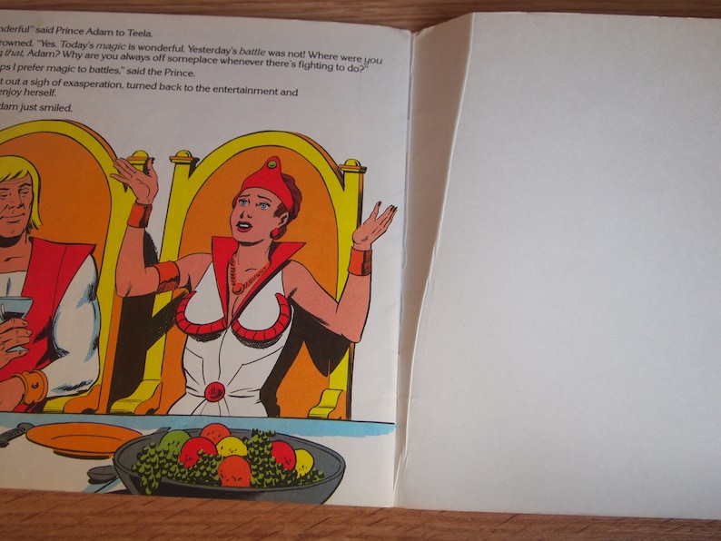 May include: A comic book illustration of a woman with red hair and a white and red costume, sitting on a throne. She is looking to the right and raising her right hand. A man with blonde hair and a red costume is sitting on a throne to the left. He is looking at the woman and holding a glass of wine. The text in the image reads: "Yesterday's battle was not! Where were you that Adam? Why are you always off someplace whenever there's fighting to do?"