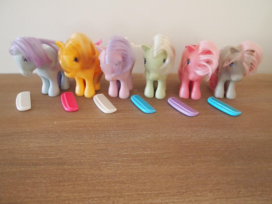 Vintage My Little Pony Collector Set, Concave Foot Ponies With Combs - Etsy