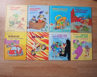 Lote de livros vintage Hanna Barbera Hong Kong Phooey Grape Ape Josie e as gatinhas