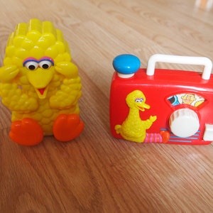 Vintage Tyco Sesame Street Wind Up Musical Toys Big Bird and Radio