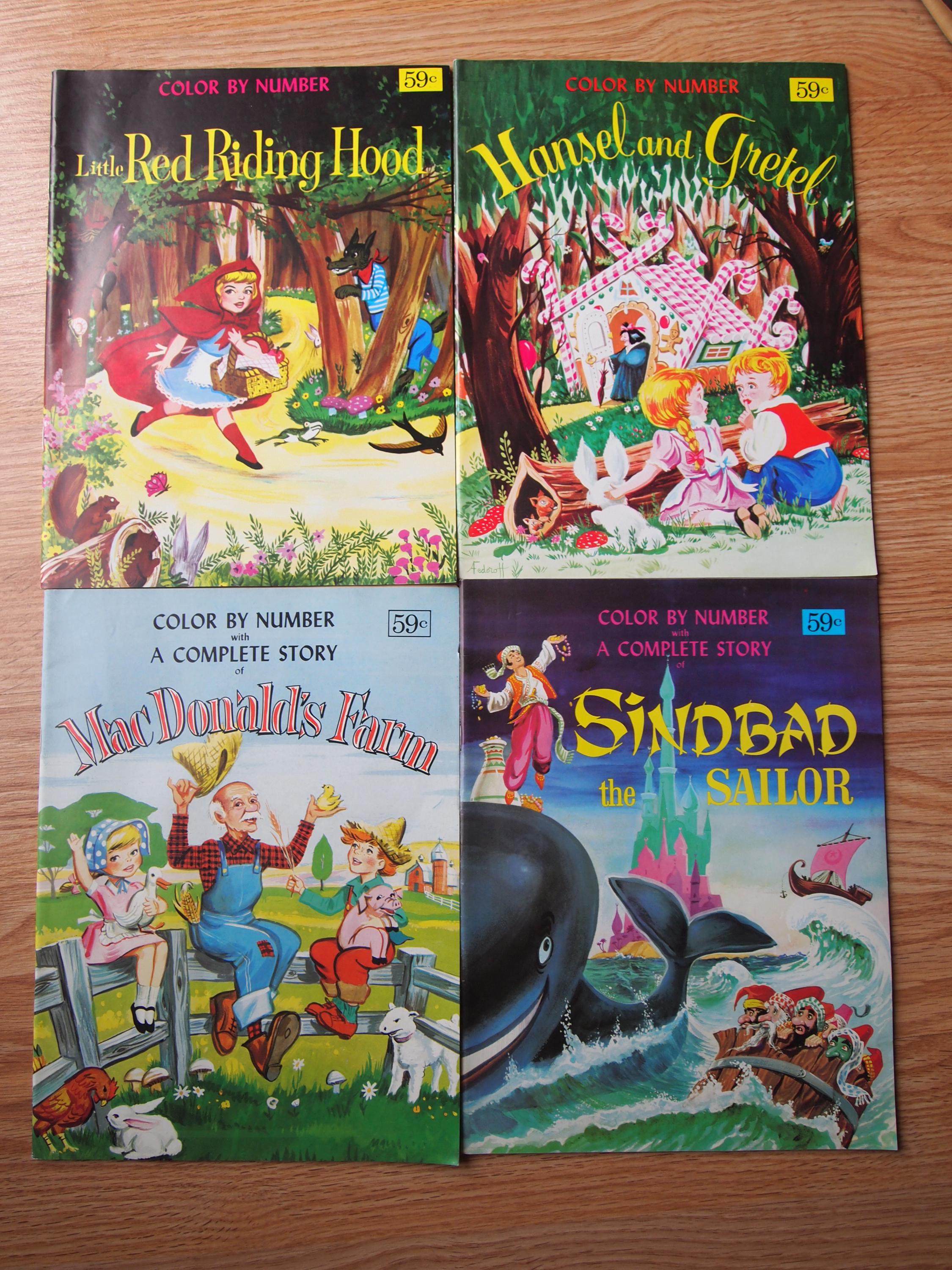 Vintage Color by Number Coloring Books Set of 4