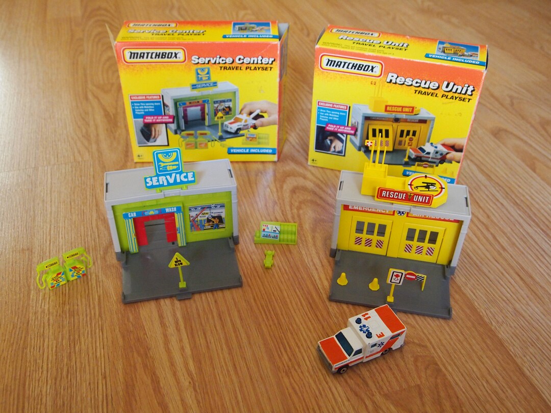 Matchbox Fold and Go Travel Playsets Service Center & Rescue Etsy
