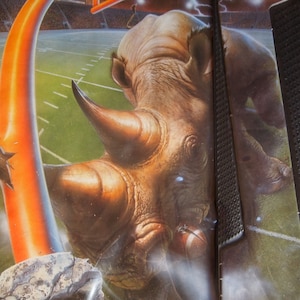 Vintage Mead No Rules Trapper Keeper Notebook 3 Ring Binder Rhino Football