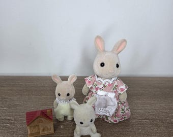 Vintage Calico Critters Sylvanian Families Milk Rabbit Mom and Babies