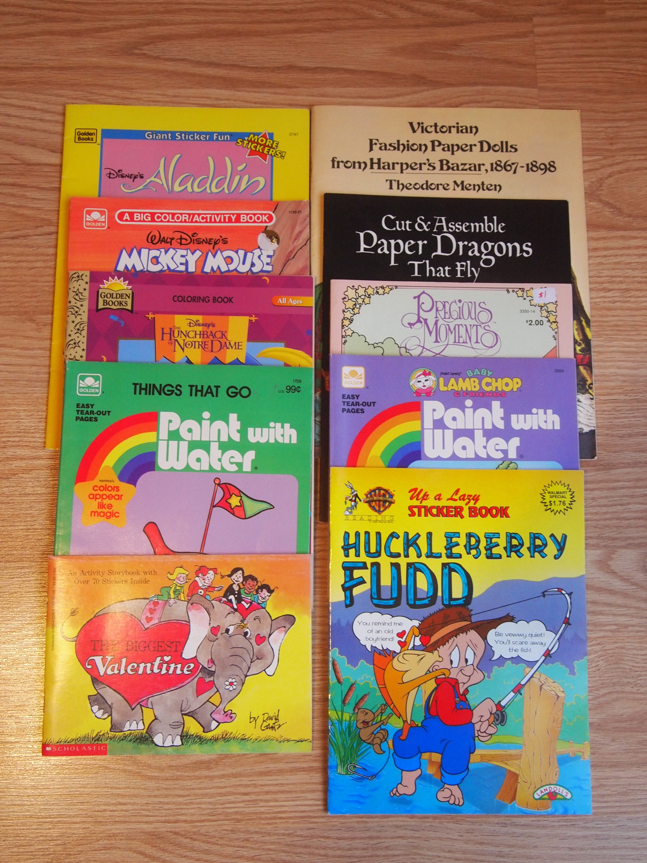 4 Vintage 1980s-1990s Paint With Water Coloring Activity Books Unused