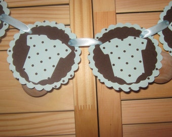 Hand Made Blue Polka Dot Onesies Garland, Baby Shower Garland, Onesies Garland, Baby Boy Shower Banner