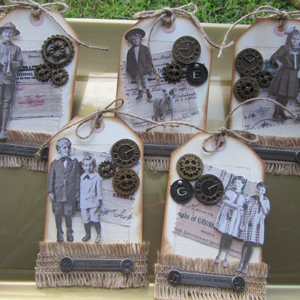 Handmade Vintage Journal/Scrapbook  Tags