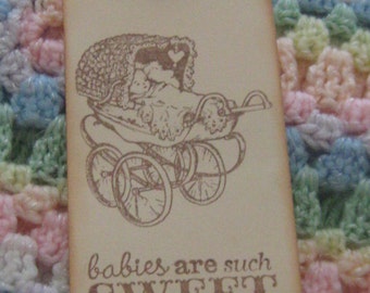 Vintage Hand Made Baby Shower Gift Tags, Wish Tags, Hang Tags, Baby Shower Party  Favor