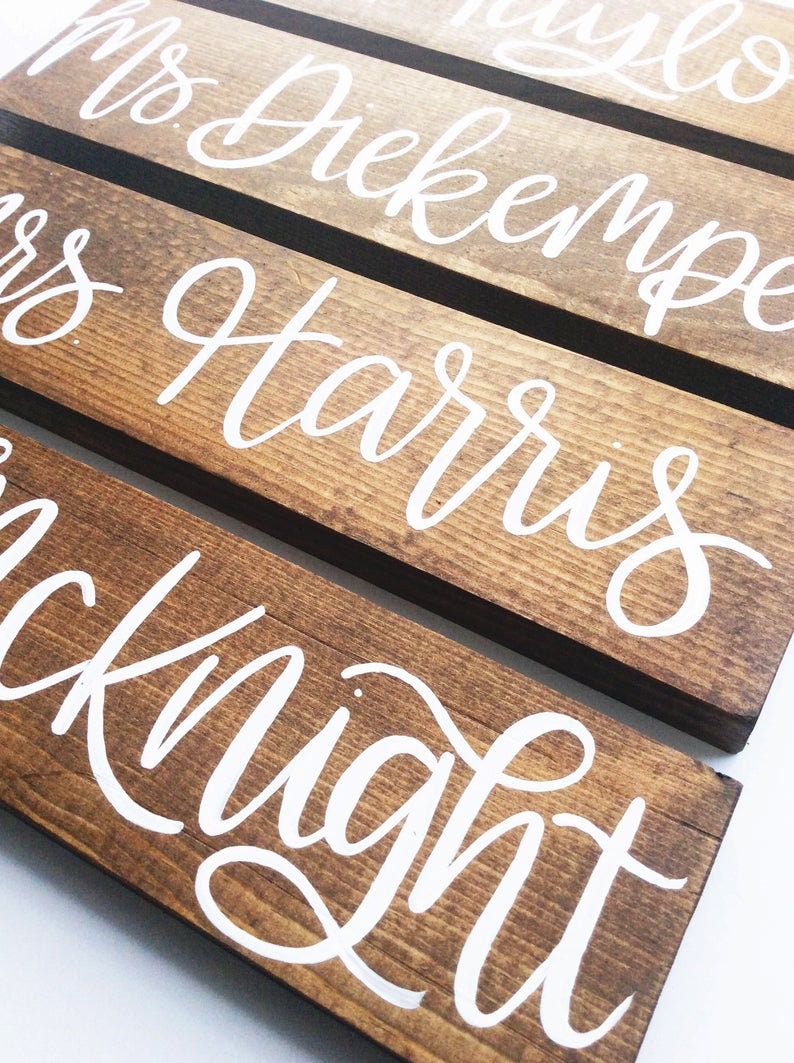 Teacher Name Sign Personalized Teacher Wood Name Sign Etsy