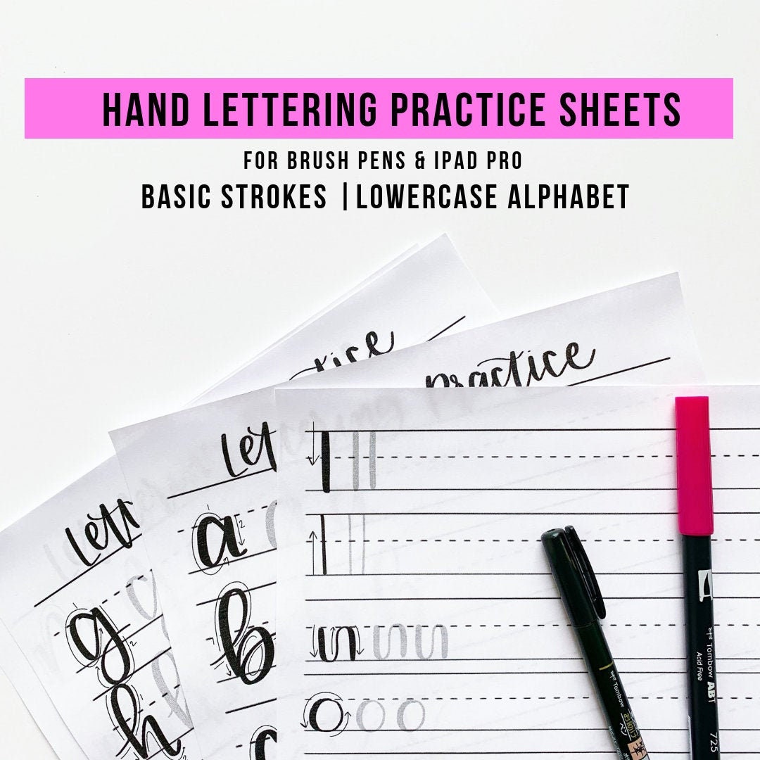 Hand Lettering Practice Sheets Brush Lettering Learn Hand - Etsy
