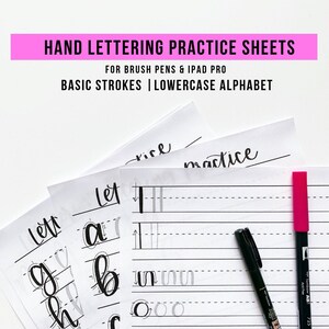Hand Lettering Practice Sheets, Brush Lettering, Learn Hand Lettering, Hand Lettering Worksheets, Hand Lettering Alphabet Sheets, Practice