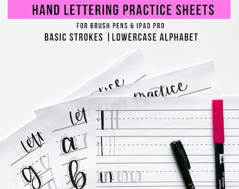 Hand Lettering Practice Sheets, Brush Lettering, Learn Hand Lettering, Hand Lettering Worksheets, Hand Lettering Alphabet Sheets, Practice