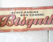 Mid century advertising metal plate for Bisquit French Cognac