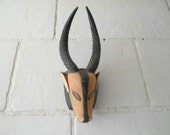 Antelope faux trophy vintage African art impala wooden faux taxidermy.