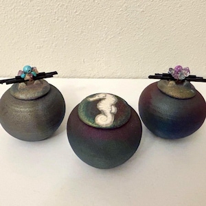 Vintage Raku Art Pottery Signed Jeremy Diller 2" Iridescent Trinket Jars/Dream Catchers (3 Available, Price is for One)