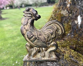 Vintage Brass Chicken / Rooster Napkin or Letter Holder