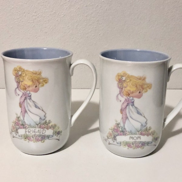 Vintage Precious Moments Coffee/Tea Mugs:  "Friend" 1990 or "Mom" 1989, Samuel J. Butcher for Enesco, Made in Korea, Price is for One Mug