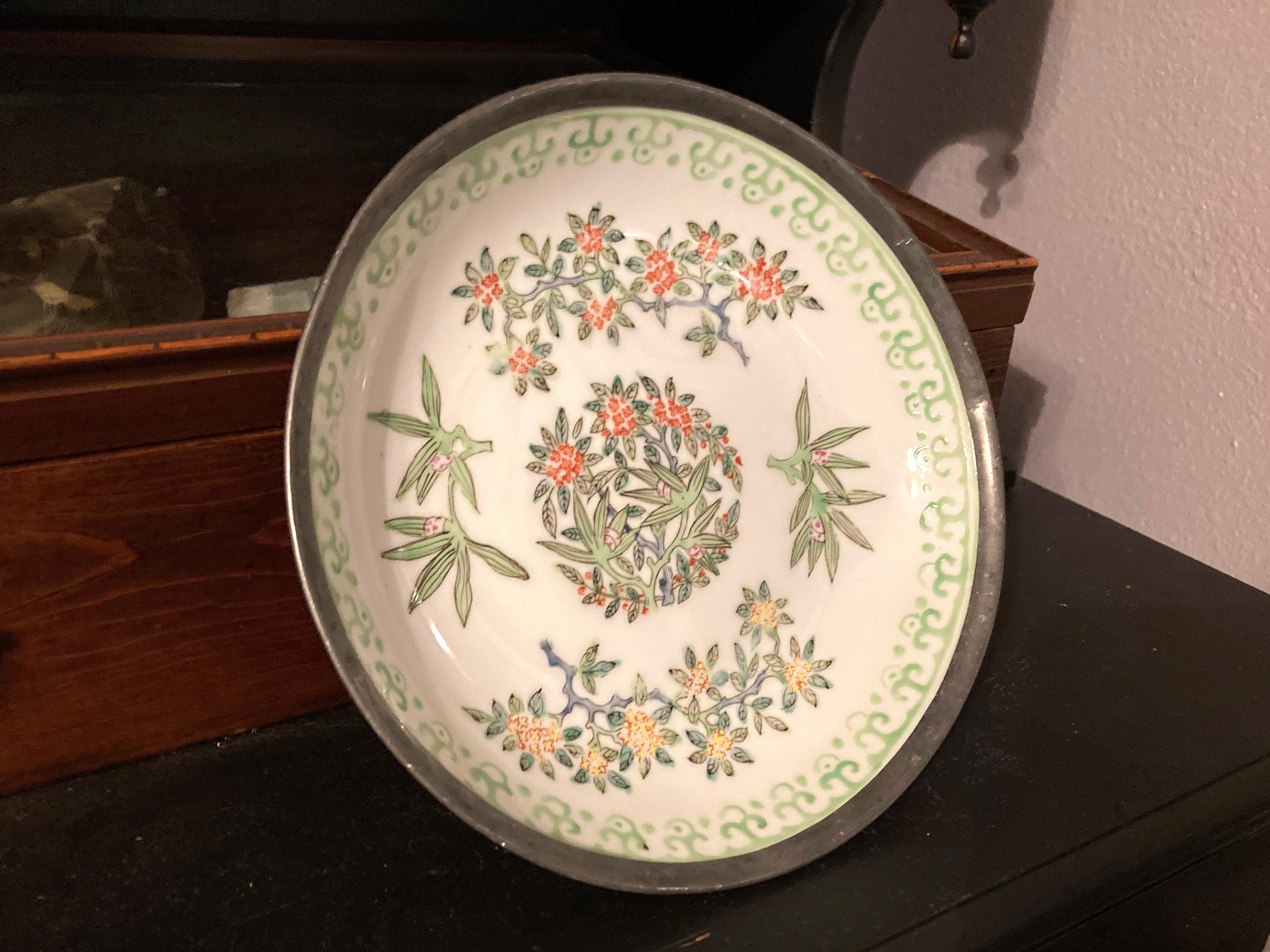 食器 Y Y Y Vintage Y.Y. Japanese Porcelain-ware Pewter-clad Bowl (decorated