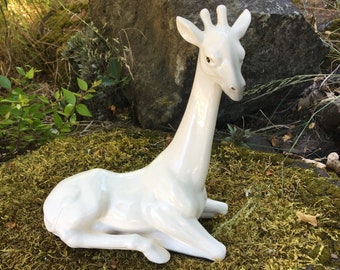 Vintage 1976 Fitz and Floyd Hand-Painted White Giraffe 7.75&quot; Figurine / Bookend (Japan)