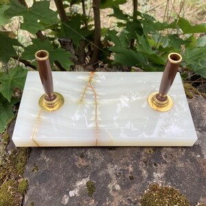 Vintage Mastercraft Pen Co. Onyx / Marble / Stone Double Fountain Pen Holder