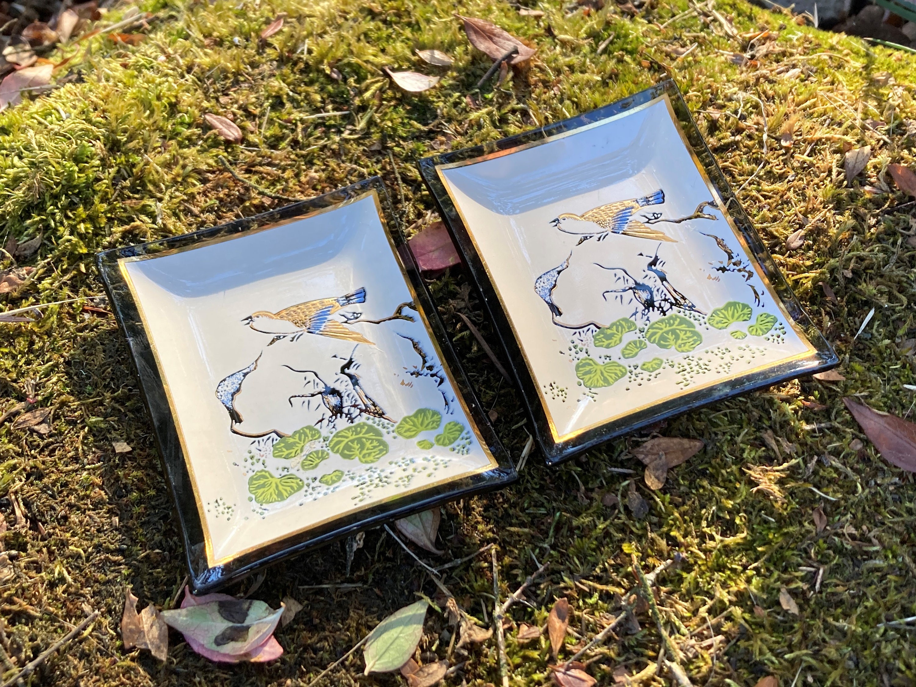 絵画風灰皿7点セット ヴィンテージ Houze Art スモークガラス 3.25インチ 個人用灰皿