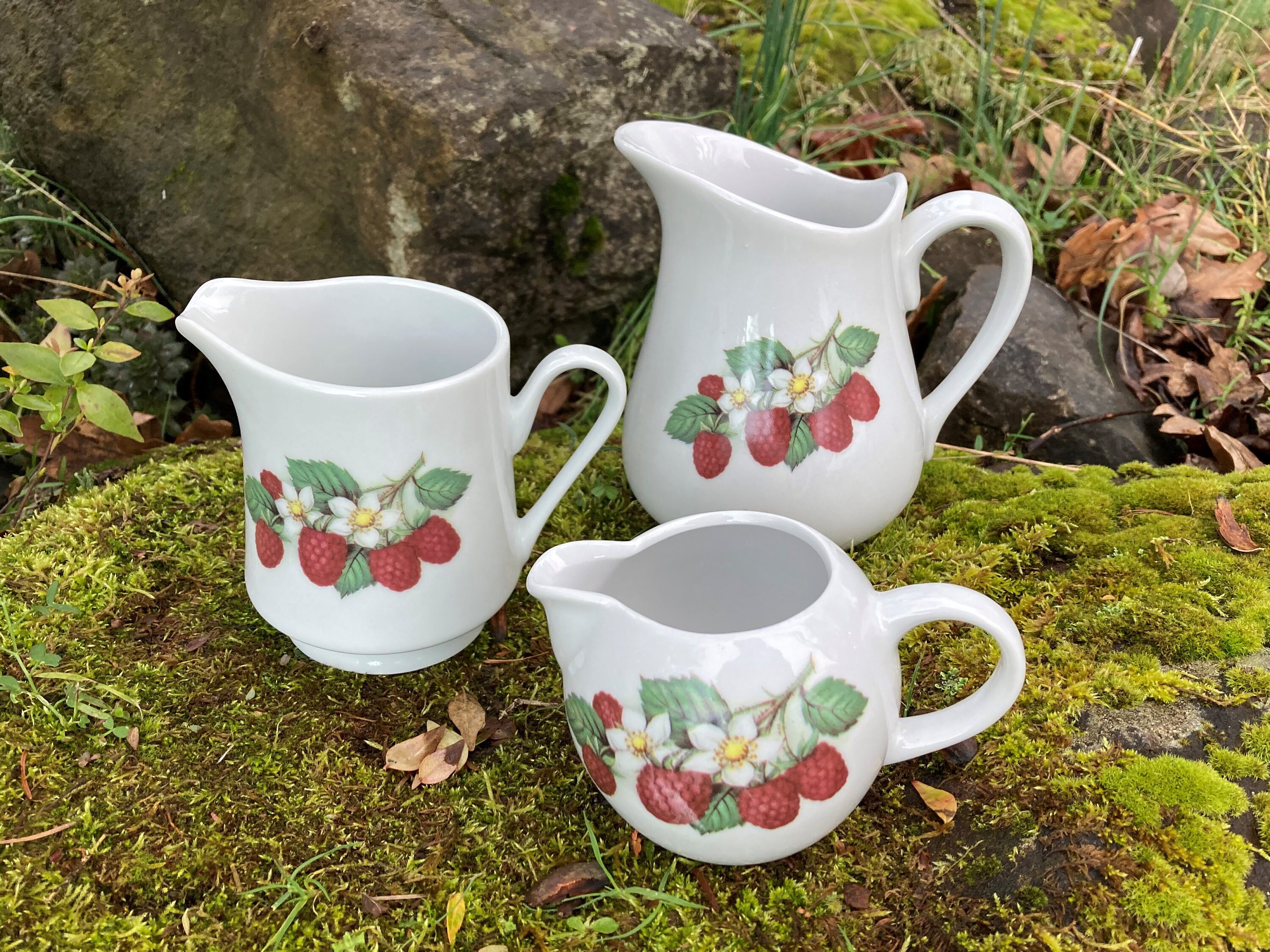 Set of 3 Vintage BIA Cordon Bleu Creamers / Small Pitchers / Vases