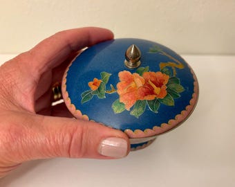 ヴィンテージ 七宝焼き エナメル シルバー メタル 小型 4 インチ 脚