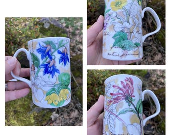 Vintage Royal Doulton Expressions "Old Botanicals" Fine China Tea Mug / Coffee Cup w/ Floral Pattern (3 Available, Sold Separately)