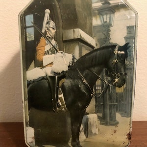 Vintage Fillery's Toffee Tin with British Royal Life Cavalry Guard and Black Horse Made in England (Empty)