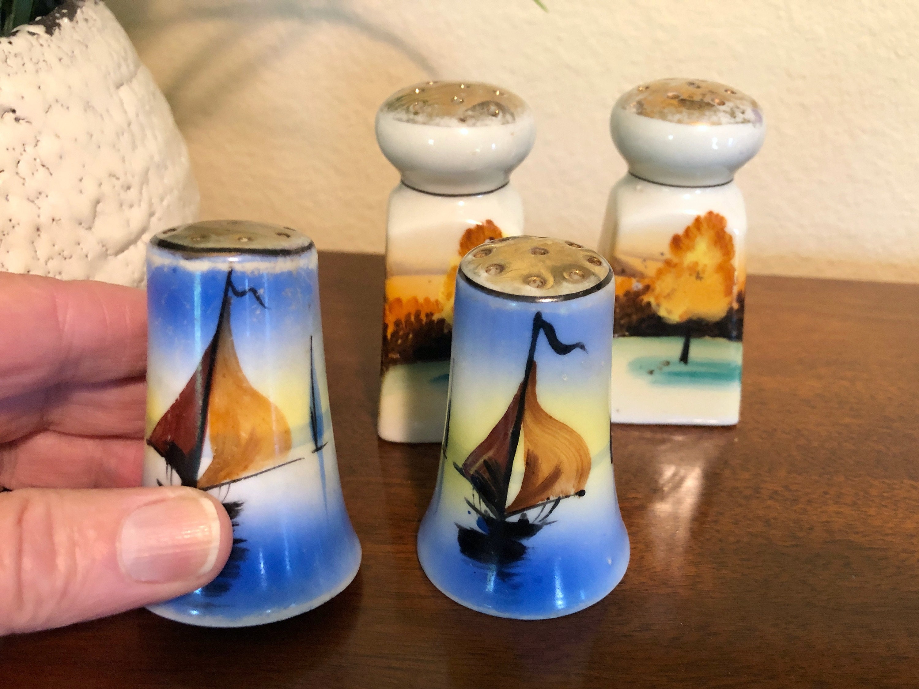 Vintage Hand Painted Salt and Pepper Shakers, Made in Japan