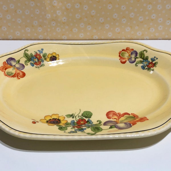 Vintage Antique Steubenville Ohio "Ivory" Pale Yellow China Dinnerware 11" Rectangular Serving Platter, Two Available, Price is For One