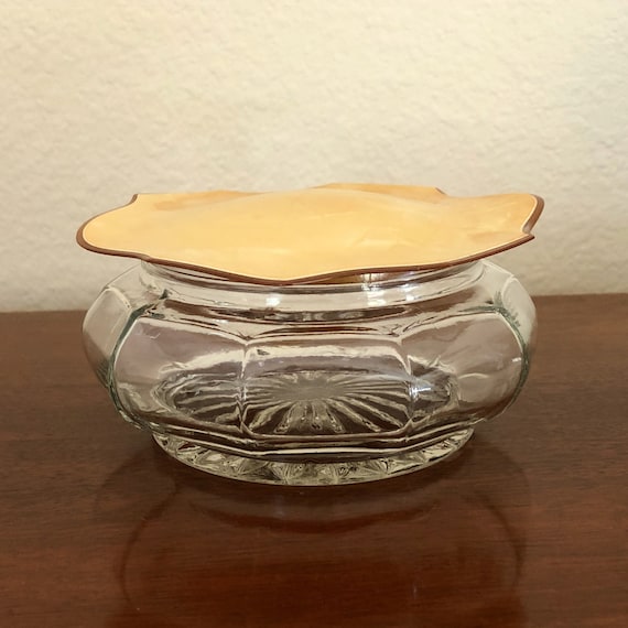 Vintage Vanity Dresser Glass Powder Jar with Pear… - image 7