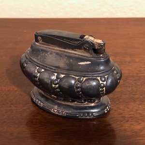 Isqueiro de mesa colecionável banhado a prata vintage Ronson Crown