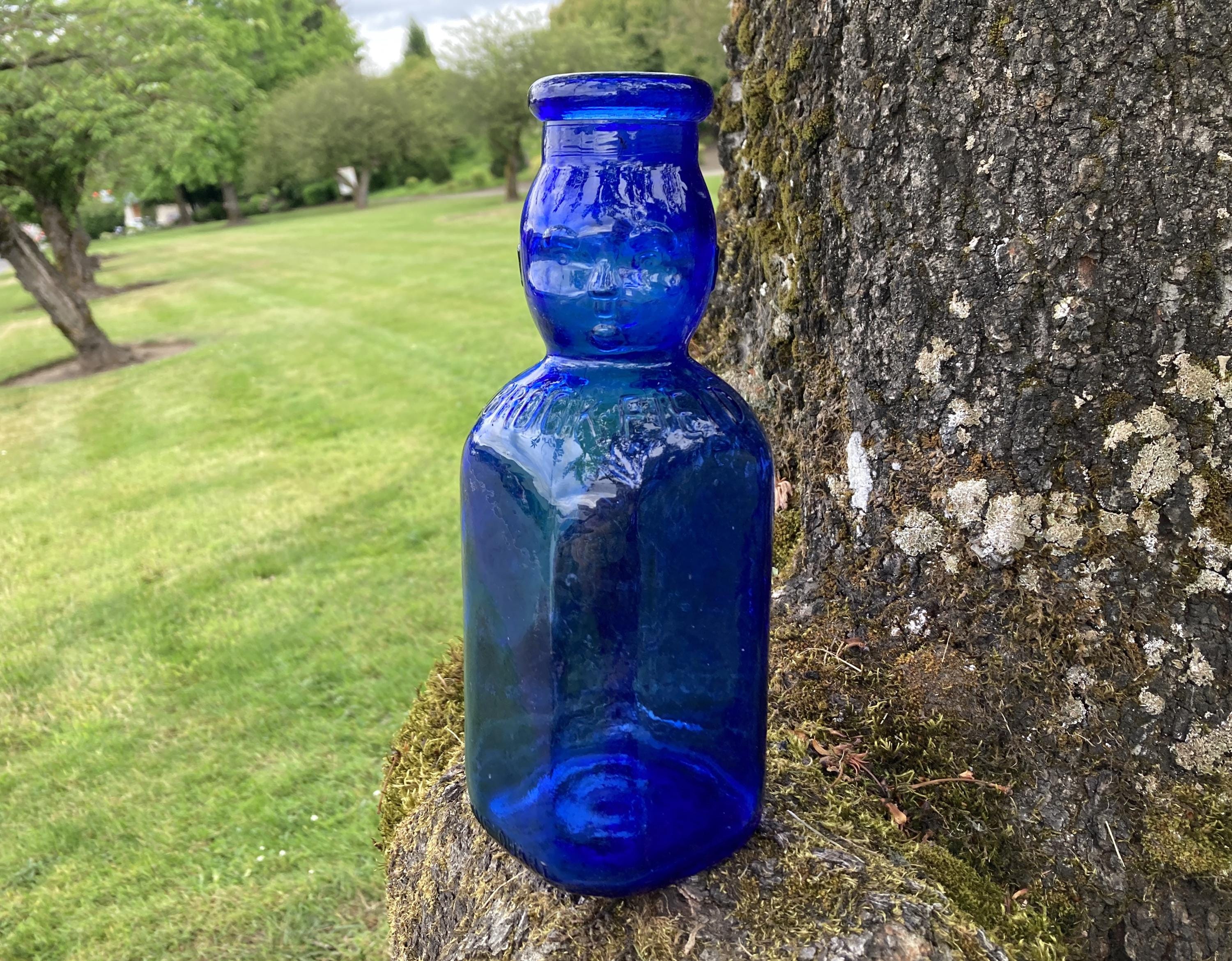 Vintage Brookfield Baby Top Cobalt Blue One-quart Glass Milk