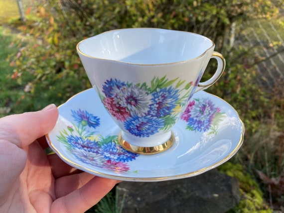Lote 6 Tazas 5 Bajo Tazas De 12 Harmonia Flores Azul H 5,5 De 6,5 + 2 CM
