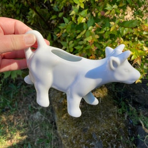 Vintage BIA Cordon Bleu White Ceramic Cow Creamer 6.5&quot; (Farmhouse Kitchen Decor)